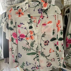 Express Floral Slim Portofino Blouse